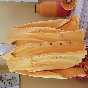 Distressed, button up, long sleeve shirt, layering top